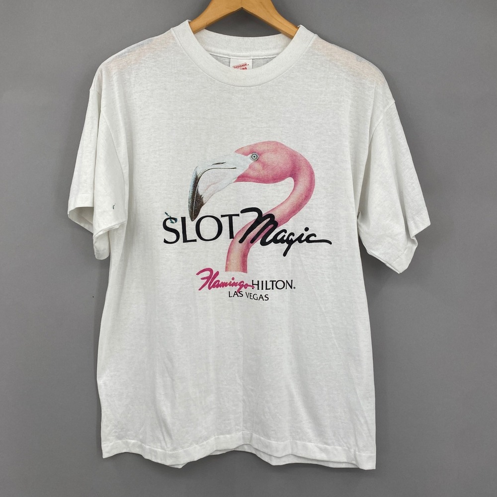 Designer Pro Flamingo Hilton Las Vegas Slot Magic T-Shirt Mens XL Vintage 90s